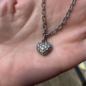 Judith Ripka Pave Diamonique Heart Charm Necklace